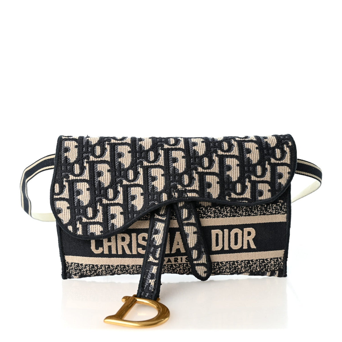 Christian Dior Oblique Slim Saddle Pouch Blue