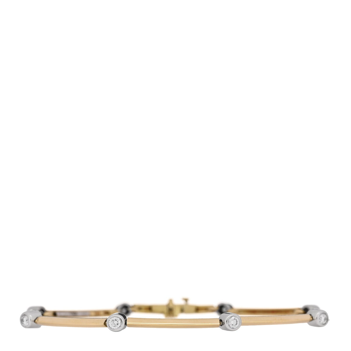 Tiffany 18K Yellow Gold Platinum Diamond 0.32ct Knife Edge Link Bracelet