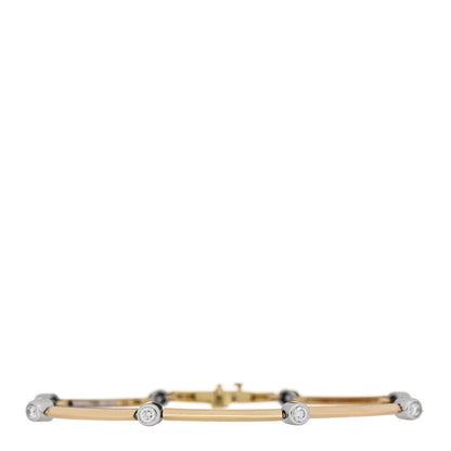 Tiffany 18K Yellow Gold Platinum Diamond 0.32ct Knife Edge Link Bracelet
