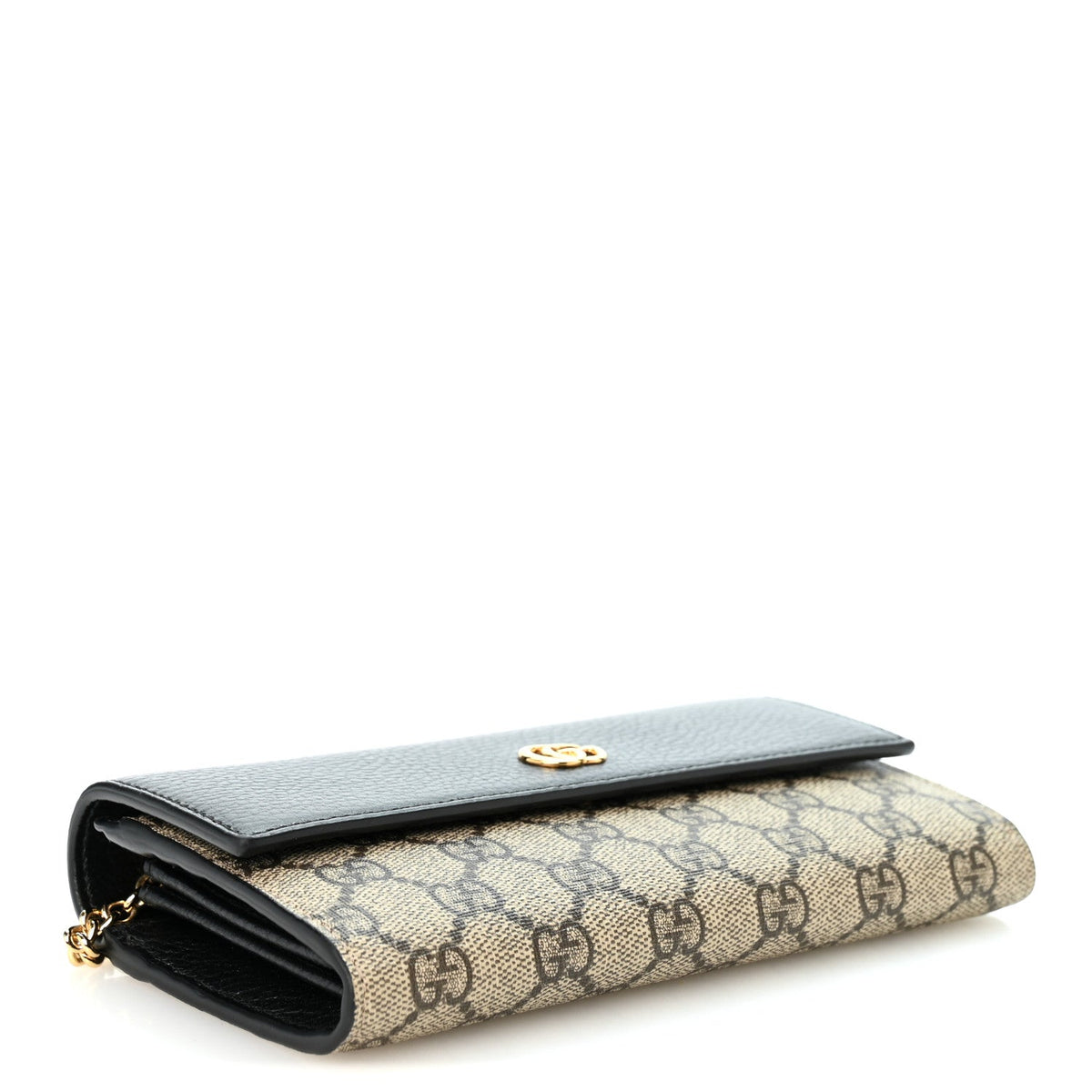 Gucci Dollar Calfskin GG Supreme Monogram Petite GG Marmont Chain Wallet