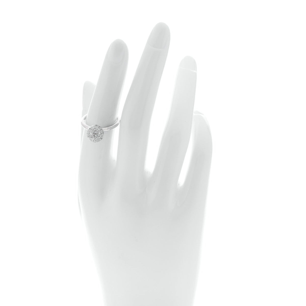 Tiffany 18K White Gold Diamond 8mm HardWear Ball Ring
