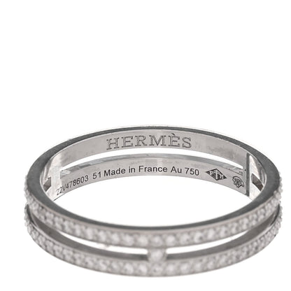Hermes 18K White Gold Diamond Ariane Wedding Band Ring 51 5.75