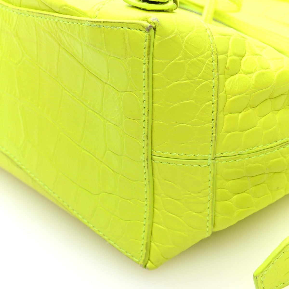 Balenciaga Croc Embossed Calfskin Neo Classic Hardware Hobo XS Flou Yellow