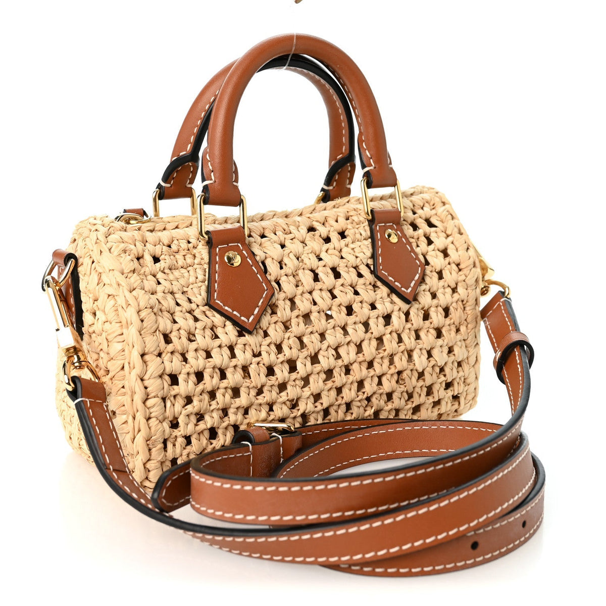 Louis Vuitton Raffia Nano Speedy Natural Tan