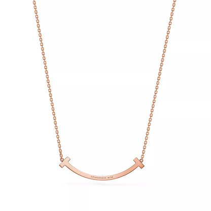 18K Gold Diamond Tiffany T Medium Smile Pendant