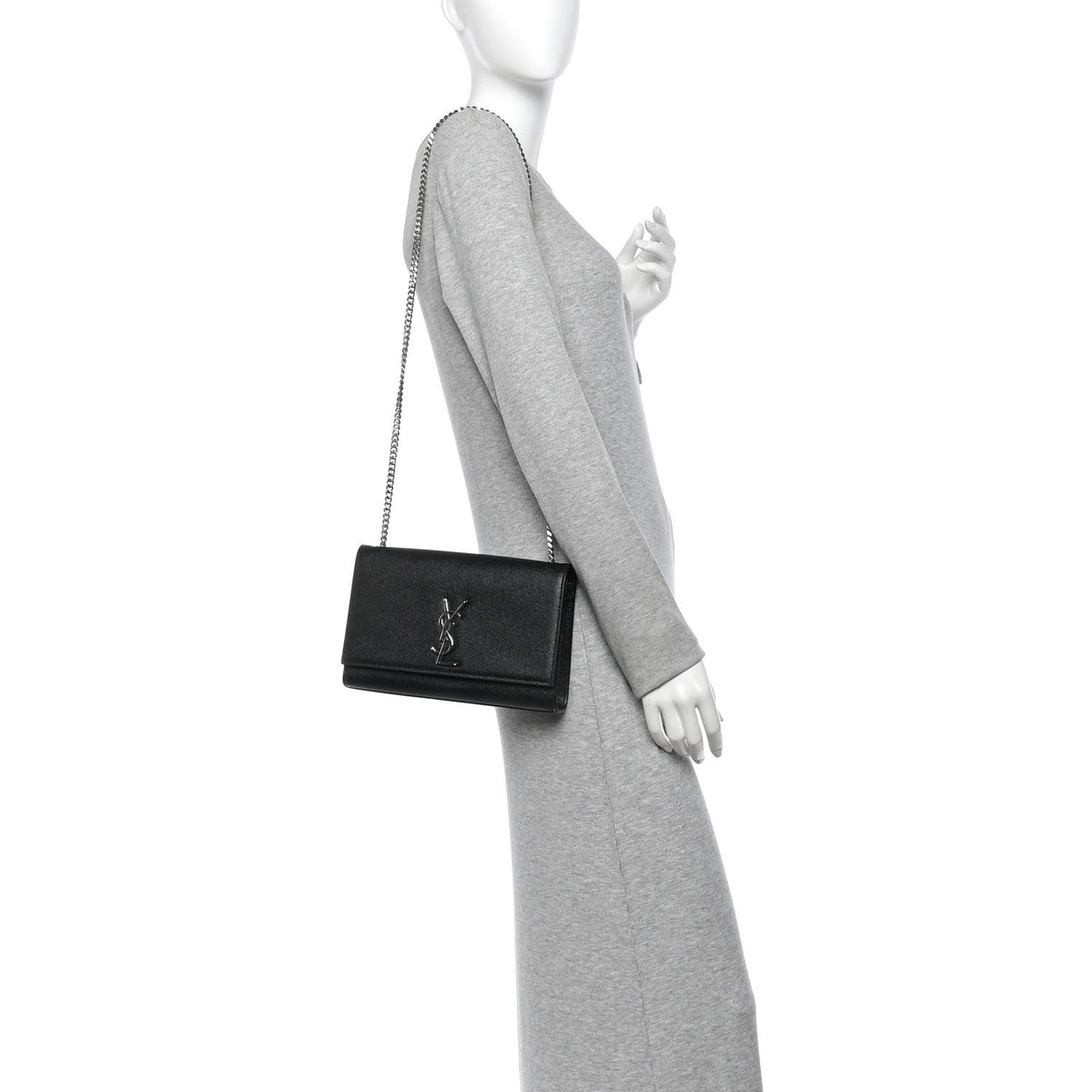 Saint Laurent Grain De Poudre Medium Kate Satchel Black