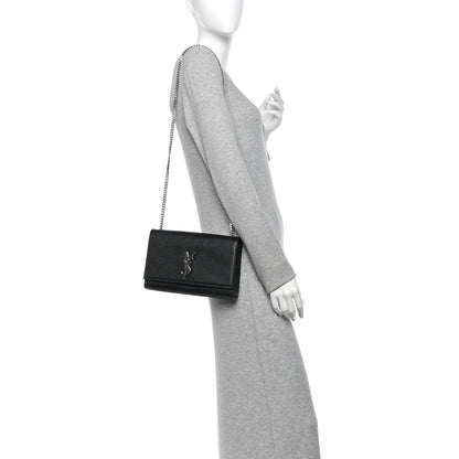 Saint Laurent Grain De Poudre Medium Kate Satchel Black