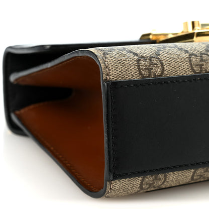 Gucci GG Supreme Calfskin Small Padlock Shoulder Bag Beige Black Cuir 1986340