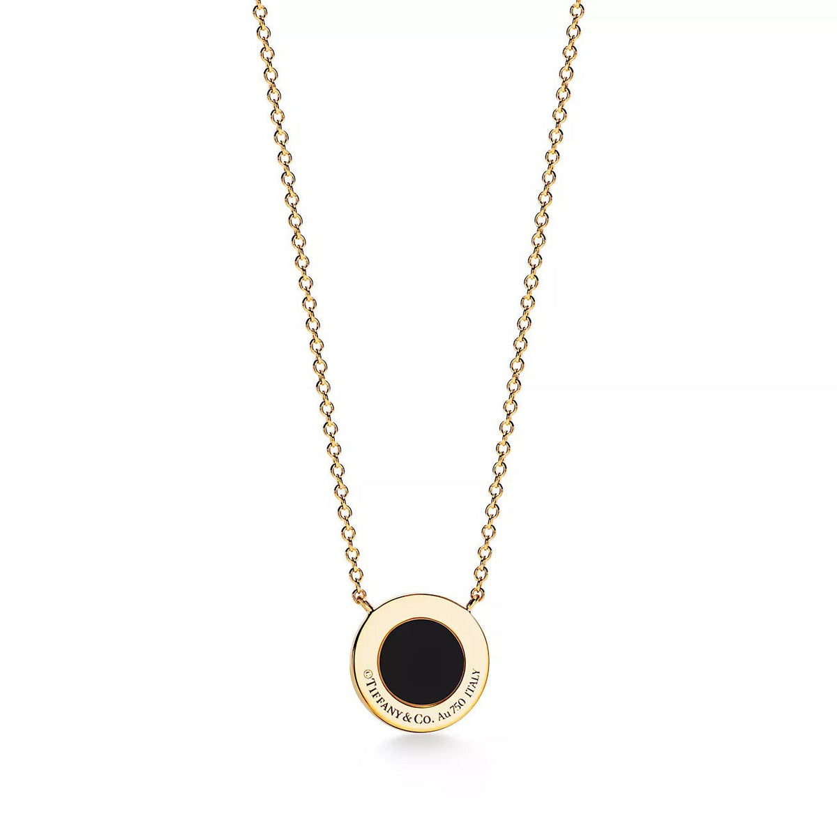 18K Gold Diamond Onyx Tiffany T Pendant