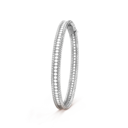 18K Gold Diamond VCA Perlée 1 Row Medium Model Bracelet