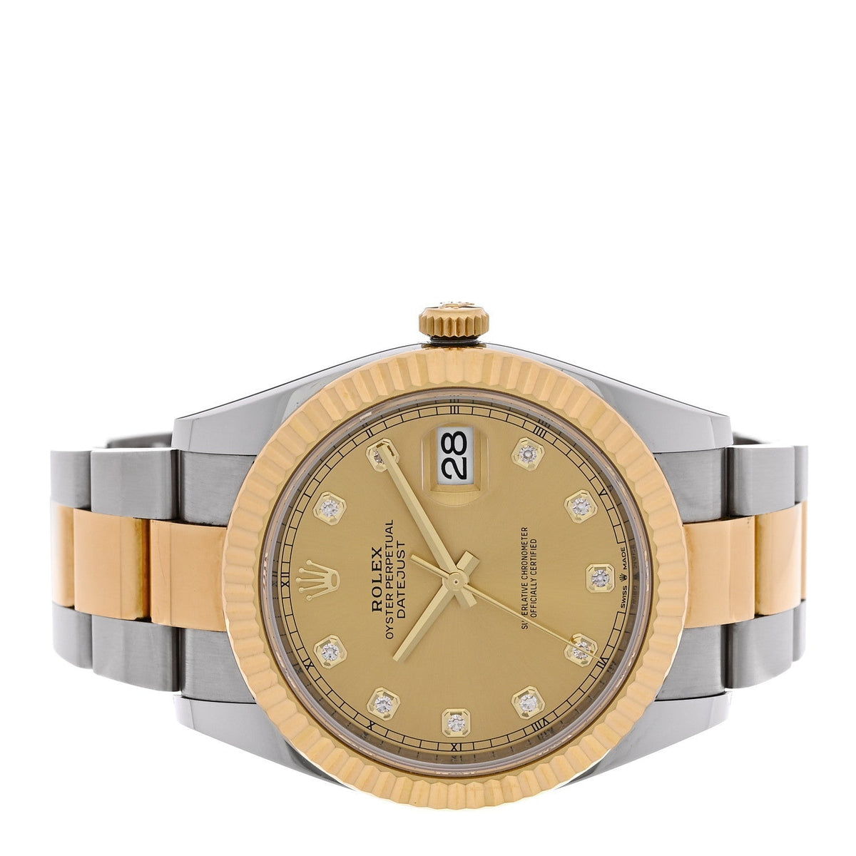 Rolex Stainless Steel 18K Yellow Gold Diamond 41mm Datejust Watch 126333