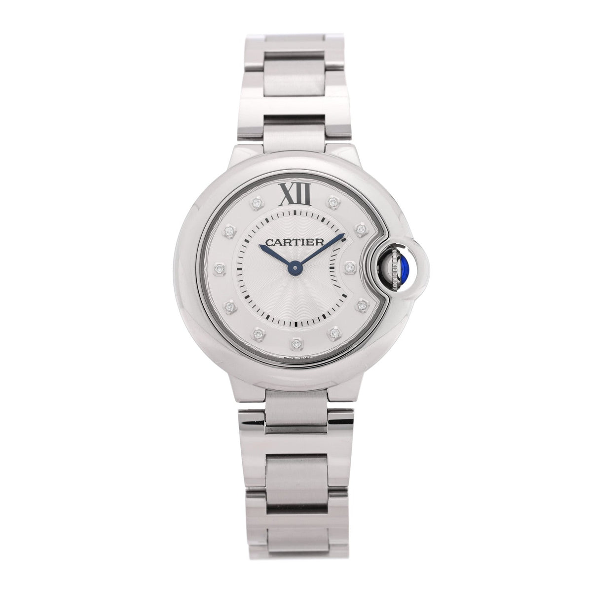 Cartier Stainless Steel Diamond 33mm Ballon Bleu Watch