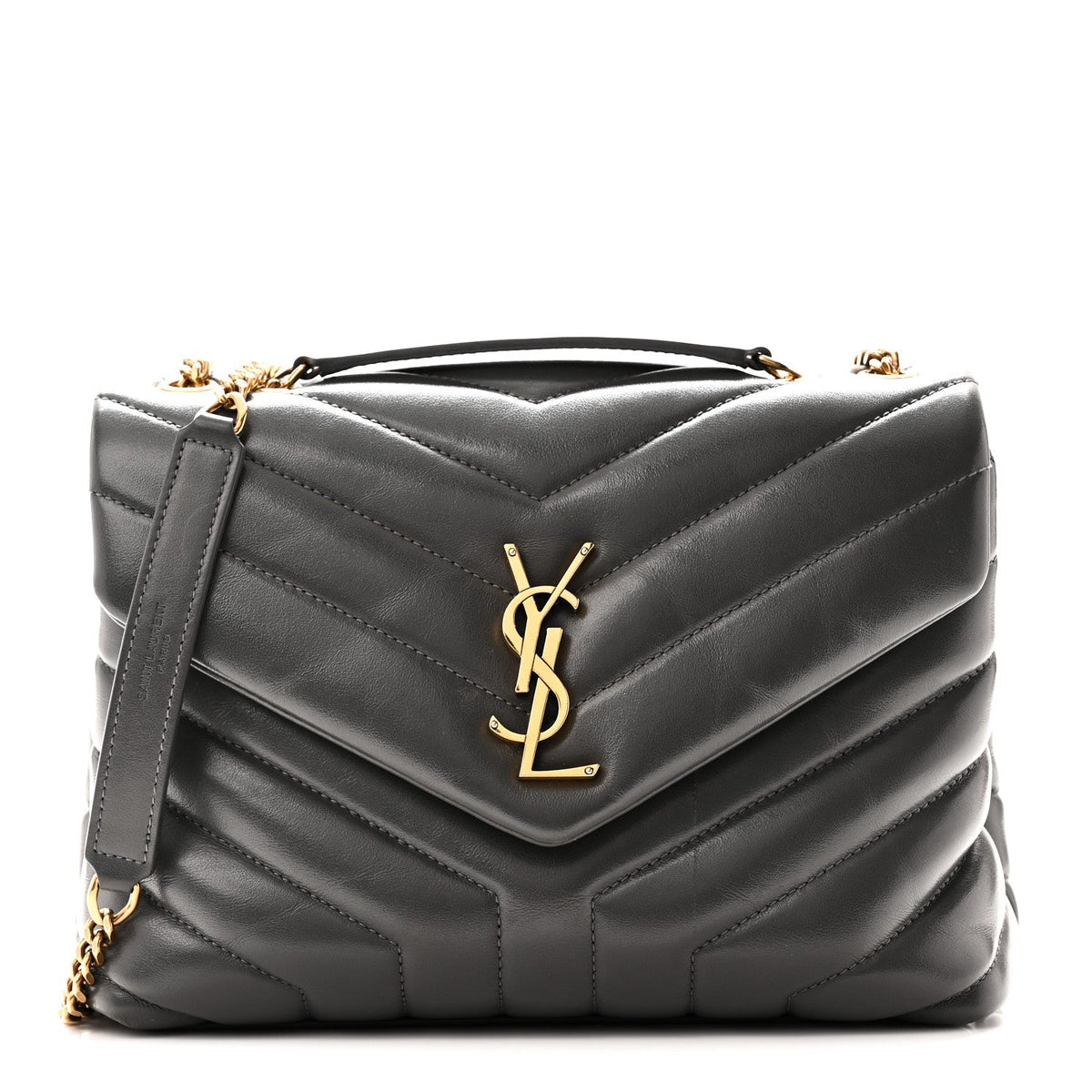 Saint Laurent Calfskin Small Loulou Chain Satchel Storm