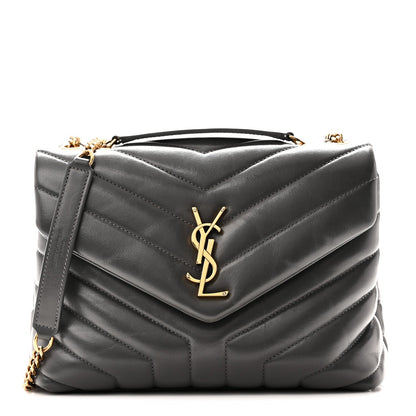 Saint Laurent Calfskin Small Loulou Chain Satchel Storm