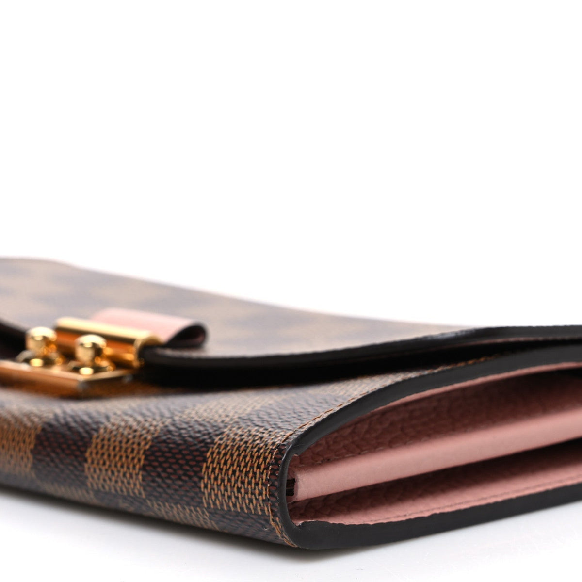 Louis Vuitton Damier Ebene Croisette Chain Wallet Rose Ballerine