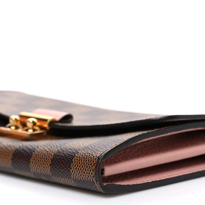 Louis Vuitton Damier Ebene Croisette Chain Wallet Rose Ballerine