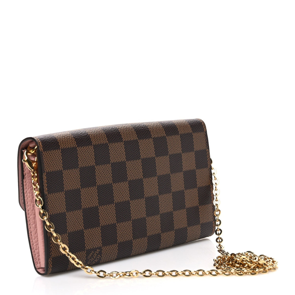 Louis Vuitton Damier Ebene Croisette Chain Wallet Rose Ballerine