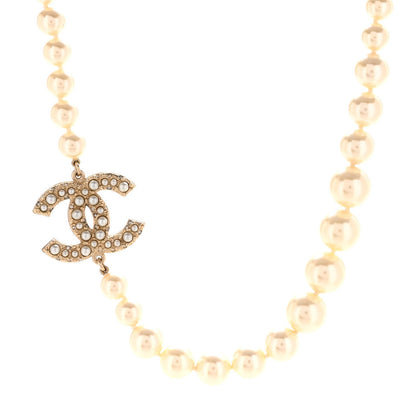 Chanel Pearl Crystal CC 100th Anniversary Necklace Light Gold