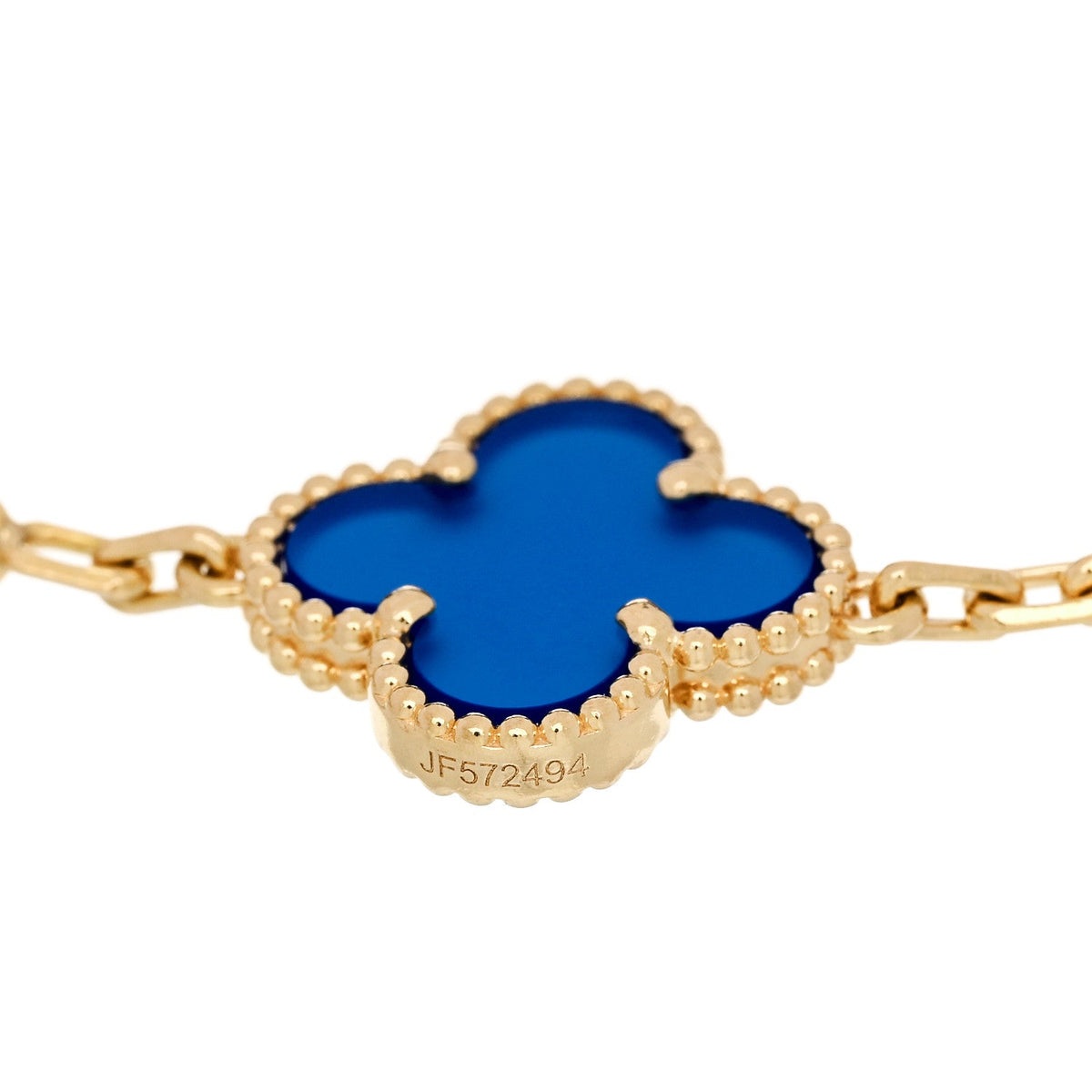 Van Cleef & Arpels 18K Yellow Gold Blue Agate 5 Motifs Vintage Alhambra Bracelet