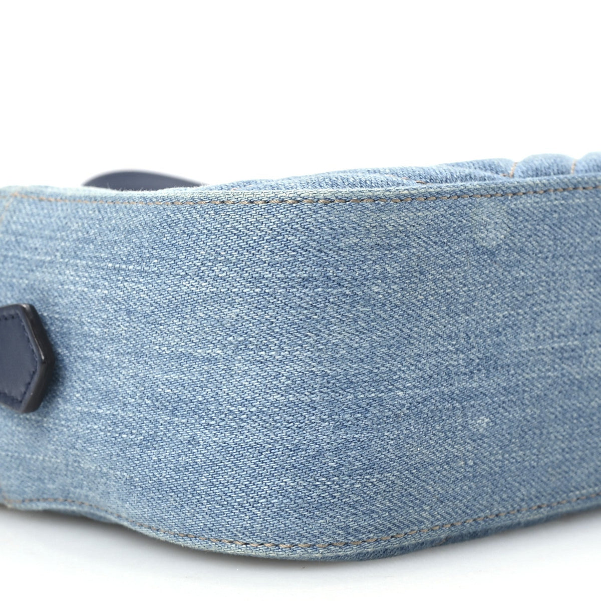 Gucci Denim Matelasse Small Pearly GG Marmont Chain Shoulder Bag Blue