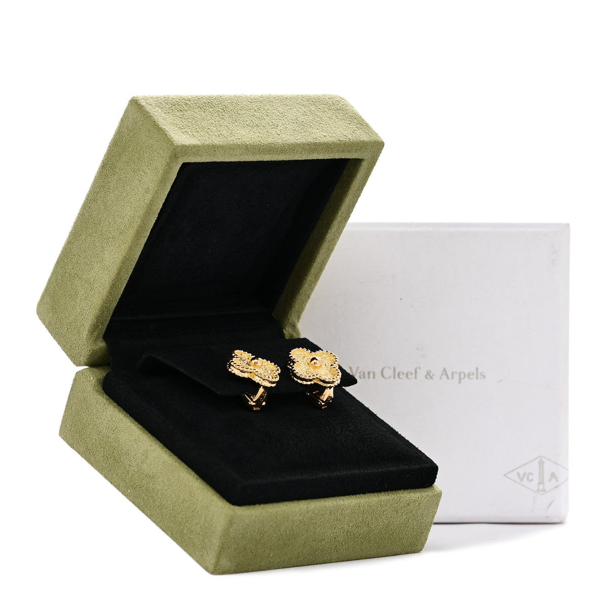 Van Cleef & Arpels 18K Yellow Gold Vintage Alhambra Earrings