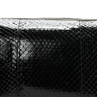 Gucci Snakeskin Half Horsebit Medium Shoulder Bag Black