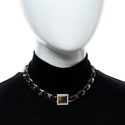 Chanel Metal Lambskin CC Square Choker Gold Black White