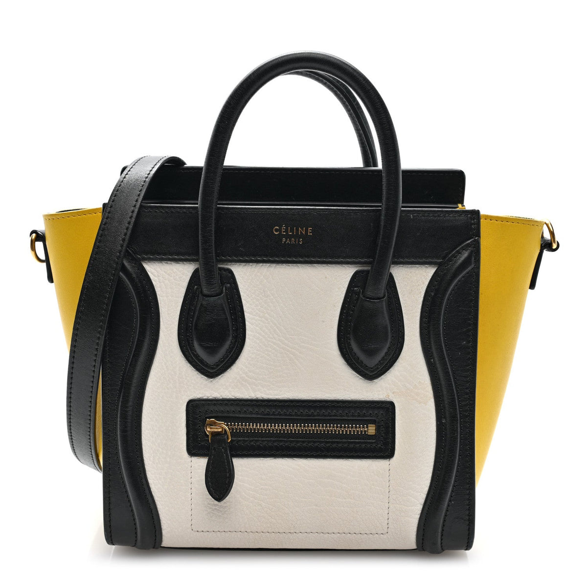 Celine Calfskin Nano Tri-Color Luggage Bag Yellow