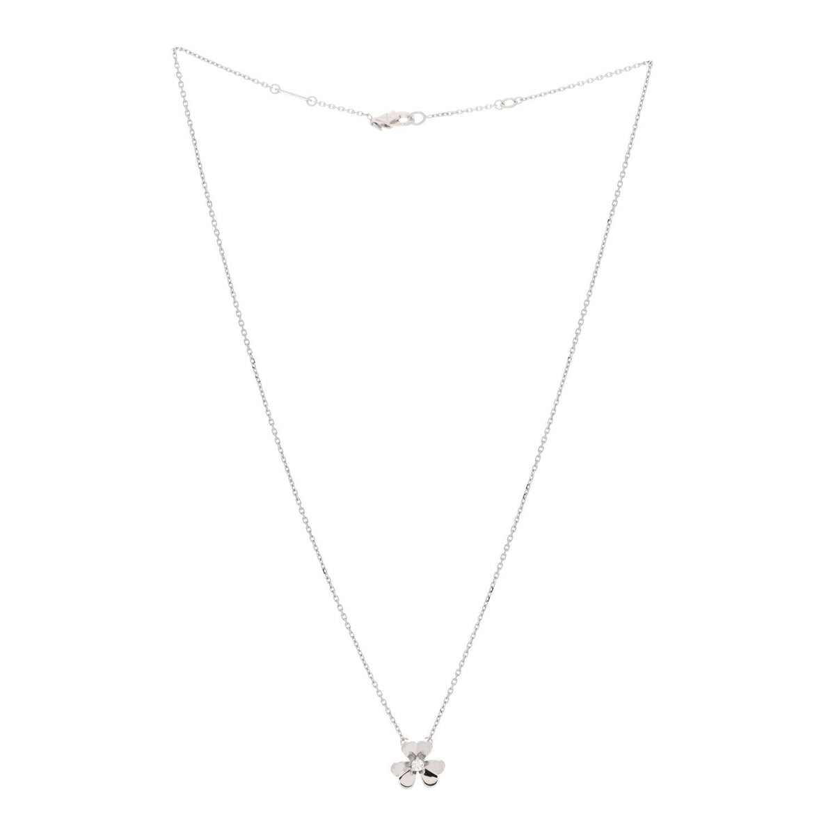 Van Cleef & Arpels 18K White Gold Diamond Mini Frivole Pendant Necklace