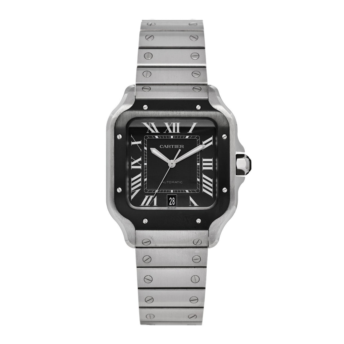Cartier Stainless Steel 39.8mm Santos De Cartier Watch Black