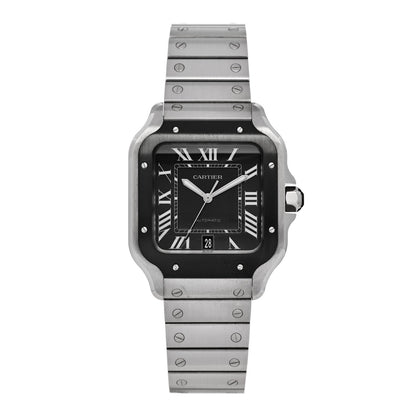 Cartier Stainless Steel 39.8mm Santos De Cartier Watch Black