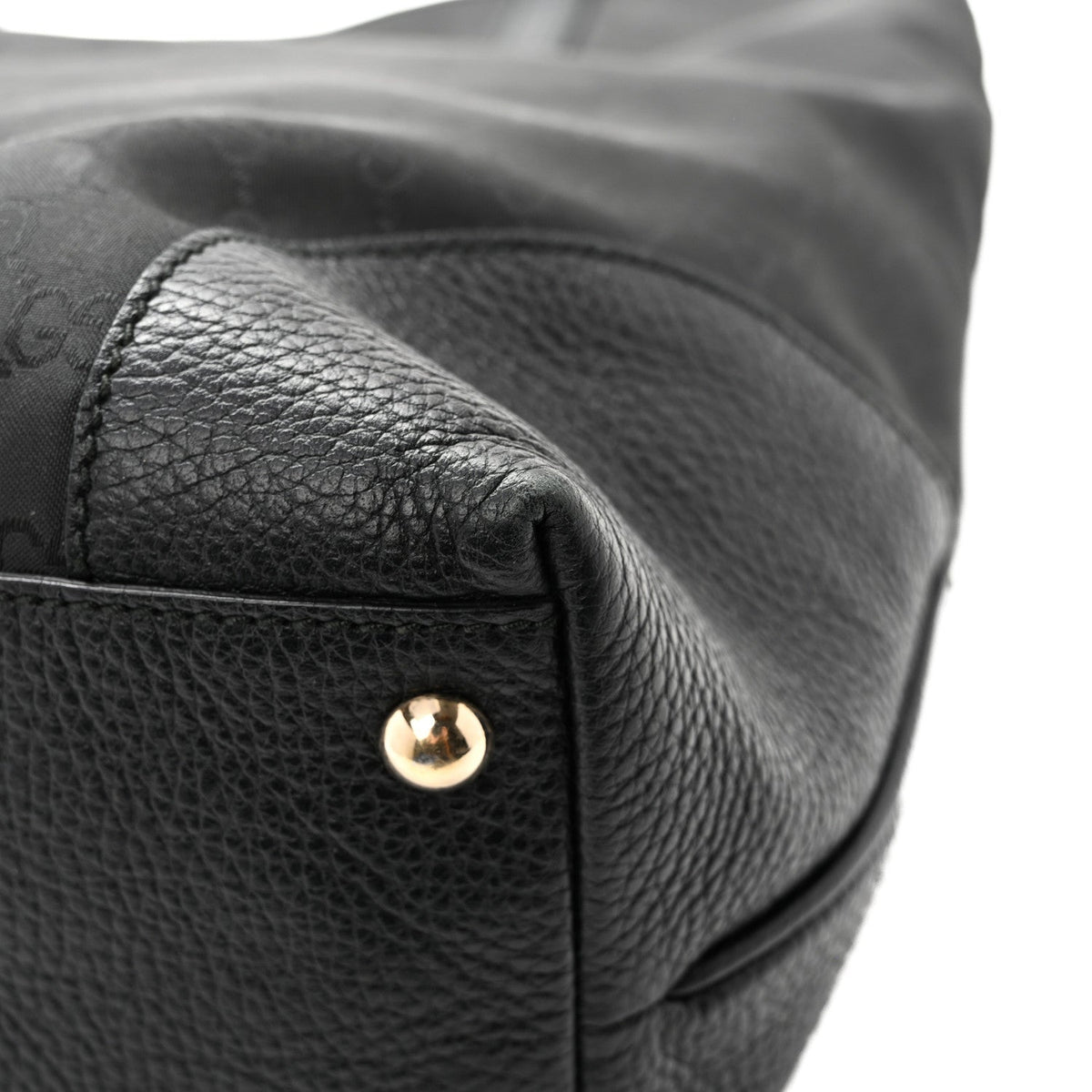 Gucci Monogram Canvas Leather Tote Black