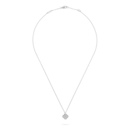 18K White Gold Diamond VCA Sweet Alhambra Pendant