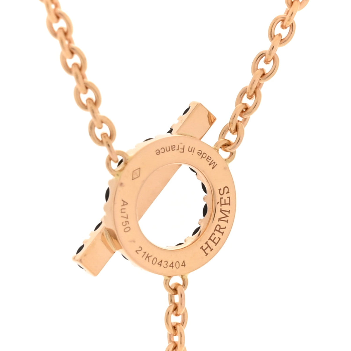 Hermes 18K Rose Gold Black Spinel Finesse Lariat Necklace