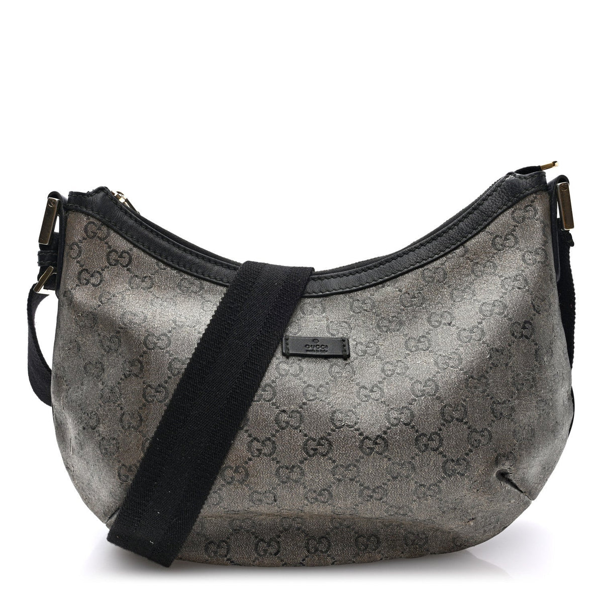Gucci Lurex Monogram Medium Half Moon Hobo Black