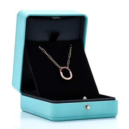 Tiffany 18K Rose Gold Pink Sapphire Small Lock Pendant Necklace