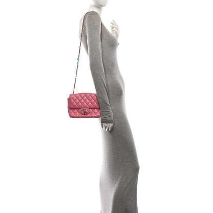 Chanel Lambskin Enamel Quilted Small Candy Hearts Flap Pink