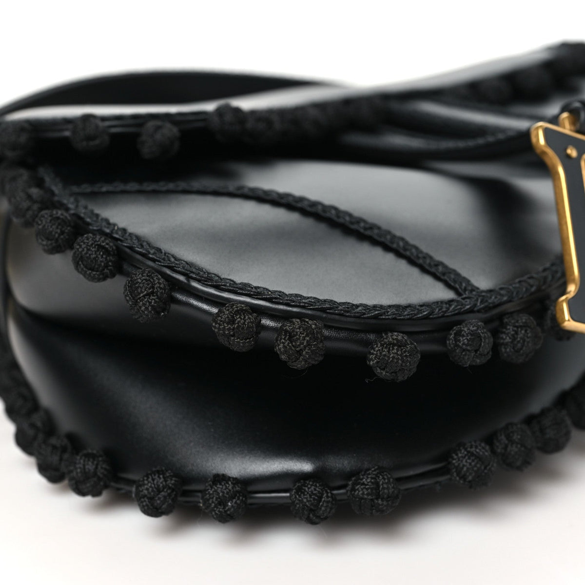 Christian Dior Calfskin Pom Pom Saddle Bag Black