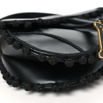 Christian Dior Calfskin Pom Pom Saddle Bag Black