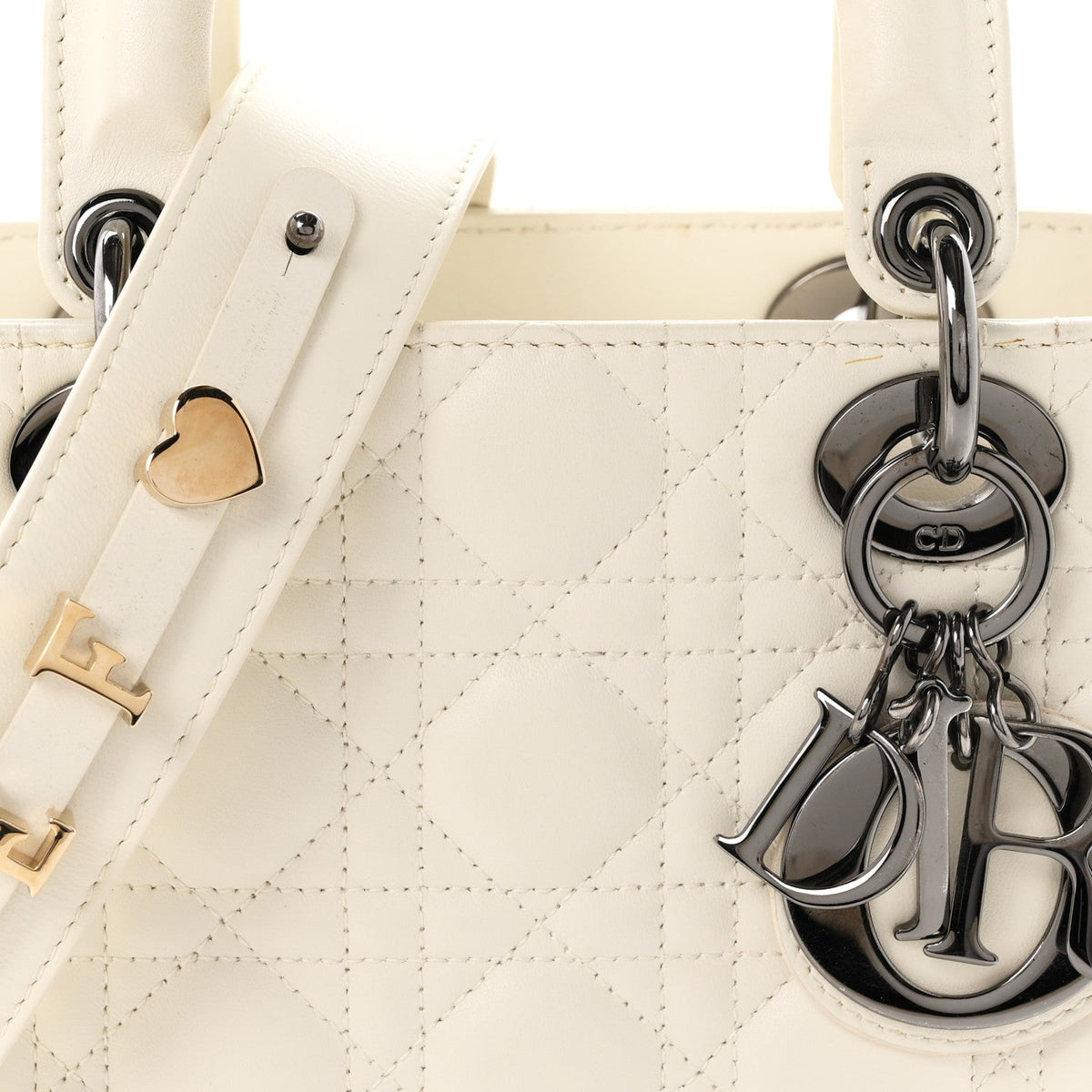 Christian Dior Lambskin Cannage Small My ABCDior Lady Dior White