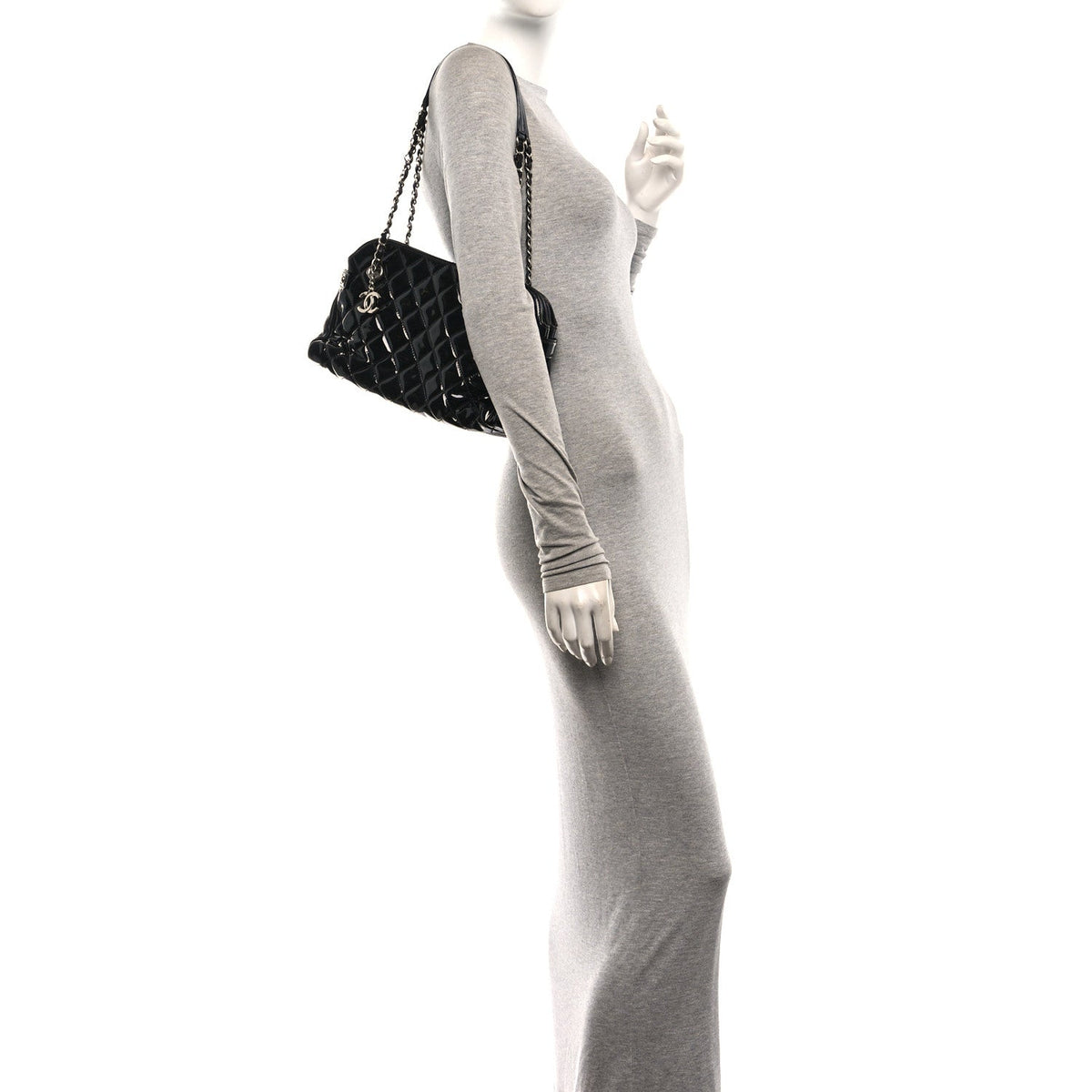 Chanel Patent Quilted Just Mademoiselle Bowling Bag Black 1986915