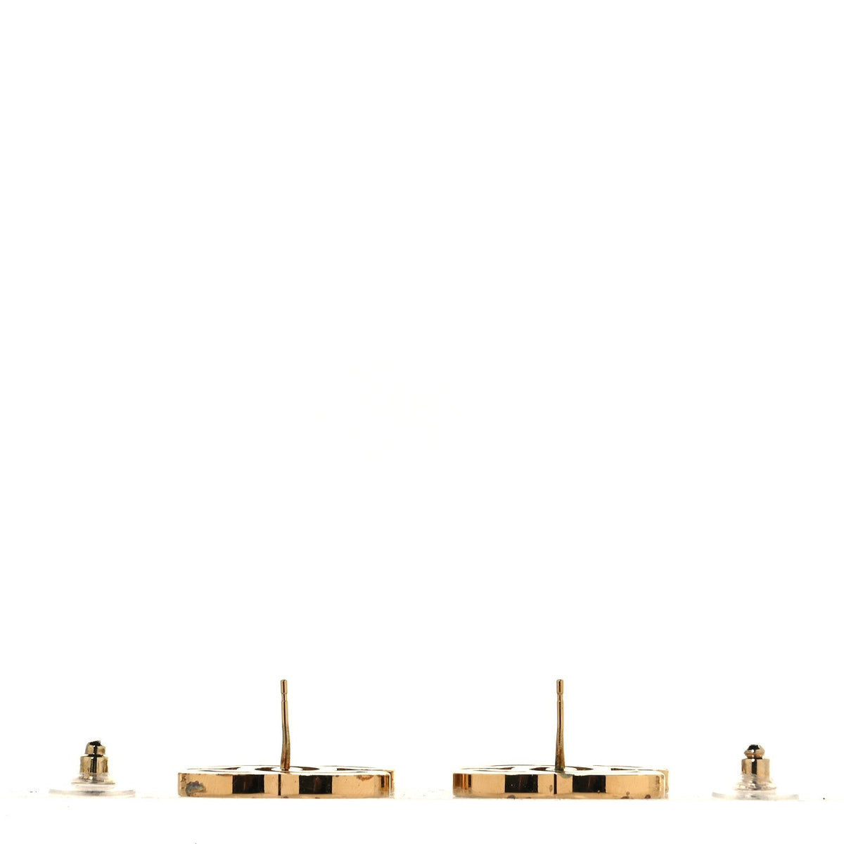 Chanel Metal Enamel CC Earrings Gold Black