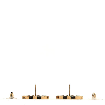 Chanel Metal Enamel CC Earrings Gold Black