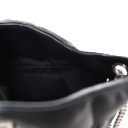 Saint Laurent Lambskin Quilted Small Loulou Puffer Satchel Black