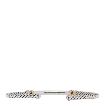 David Yurman Sterling Silver 18K Yellow Gold Diamond Helena Cuff Bracelet