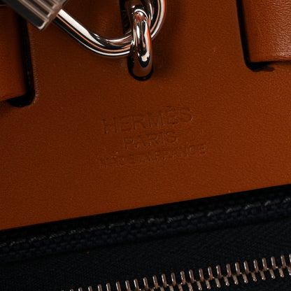Hermes Toile Vache Hunter Herbag Zip Retourne 31 PM Bleu Marine