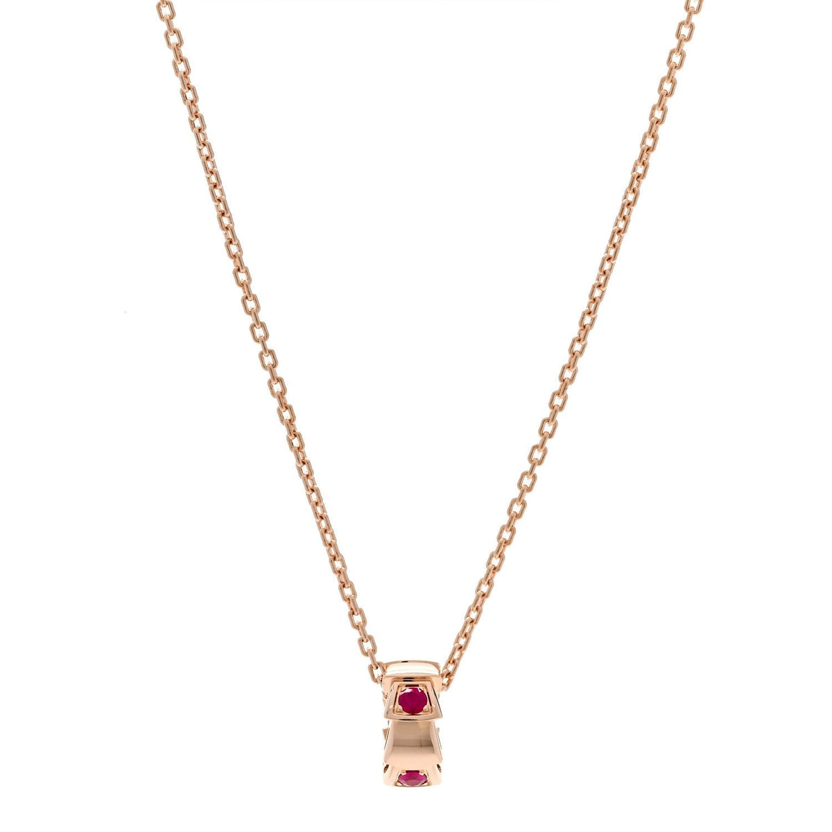 Bulgari 18K Rose Gold Ruby Serpenti Viper Pendant Necklace