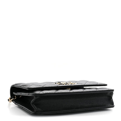 Chanel Caviar Quilted French New Wave Chain CC Wallet On Chain WOC Black