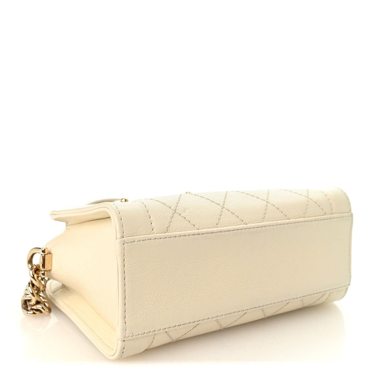 Chanel Grained Calfskin Stitched Mini Label Click Shopper Tote White 1985488