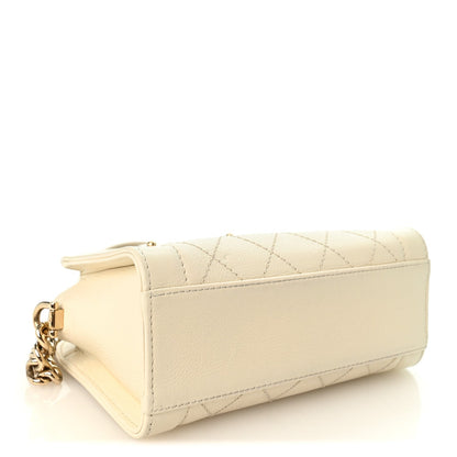 Chanel Grained Calfskin Stitched Mini Label Click Shopper Tote White 1985488